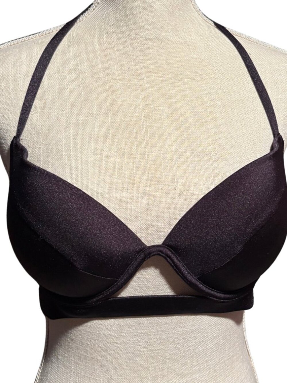 VS Hottie Halter Bra 36C Black Strappy Y2K Festival Bralette